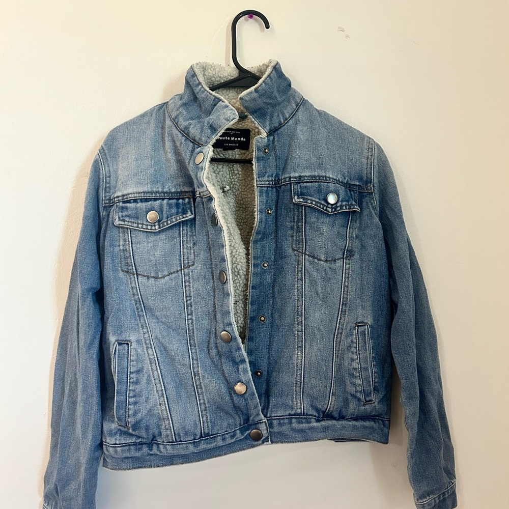 Haute Monde Light Blue Jean Jacket with Sherpa Lining